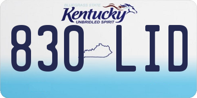 KY license plate 830LID