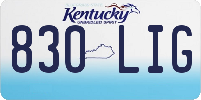 KY license plate 830LIG