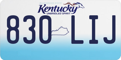 KY license plate 830LIJ