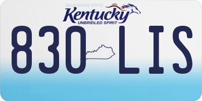 KY license plate 830LIS