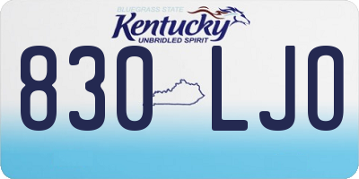 KY license plate 830LJO