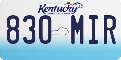 KY license plate 830MIR