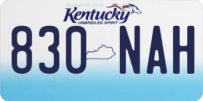KY license plate 830NAH
