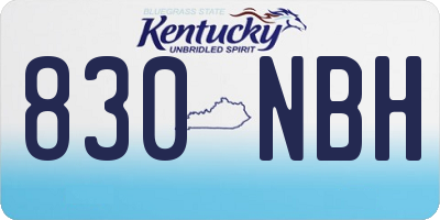 KY license plate 830NBH