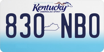 KY license plate 830NBO