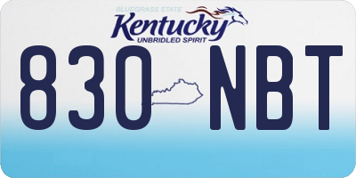 KY license plate 830NBT