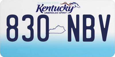 KY license plate 830NBV