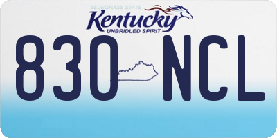 KY license plate 830NCL