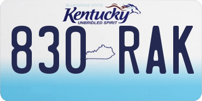 KY license plate 830RAK