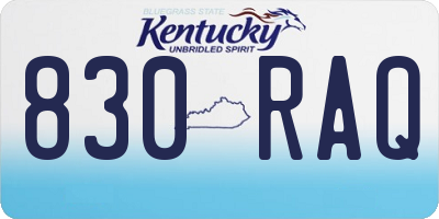 KY license plate 830RAQ