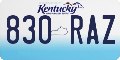 KY license plate 830RAZ