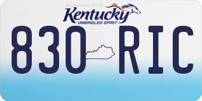 KY license plate 830RIC