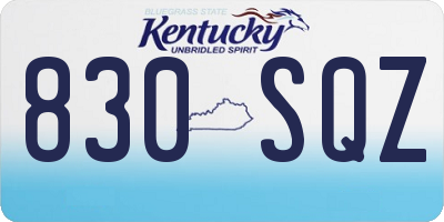 KY license plate 830SQZ