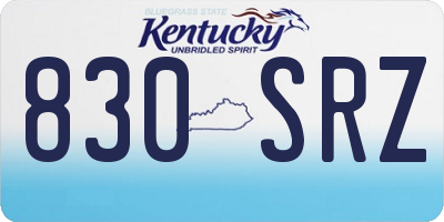KY license plate 830SRZ