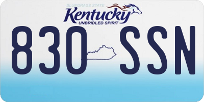 KY license plate 830SSN