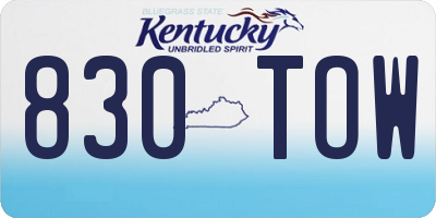 KY license plate 830TOW