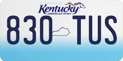KY license plate 830TUS