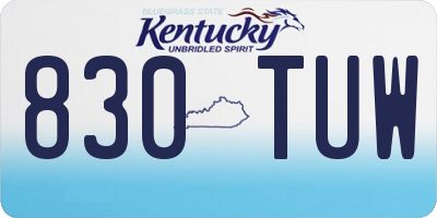 KY license plate 830TUW