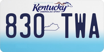 KY license plate 830TWA