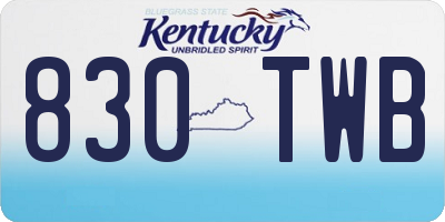 KY license plate 830TWB