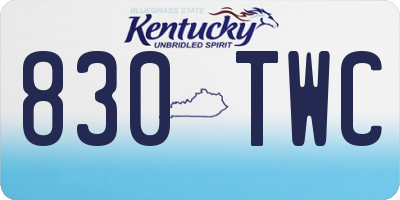 KY license plate 830TWC
