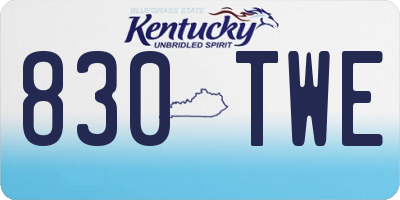 KY license plate 830TWE