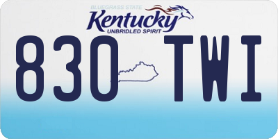 KY license plate 830TWI