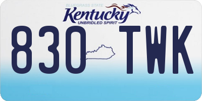 KY license plate 830TWK