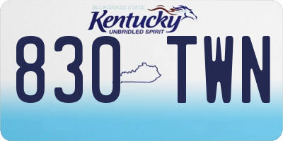 KY license plate 830TWN