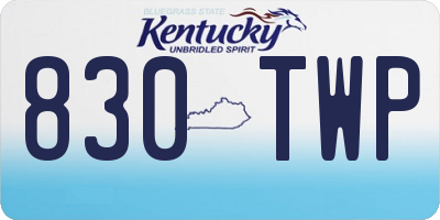KY license plate 830TWP
