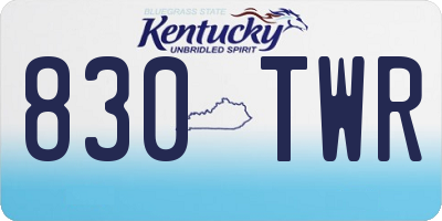 KY license plate 830TWR