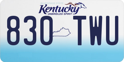 KY license plate 830TWU