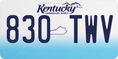 KY license plate 830TWV