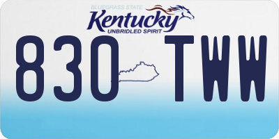 KY license plate 830TWW