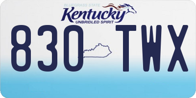 KY license plate 830TWX