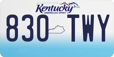 KY license plate 830TWY