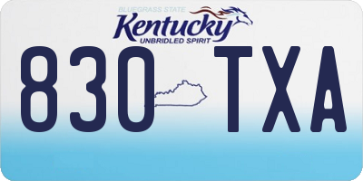 KY license plate 830TXA