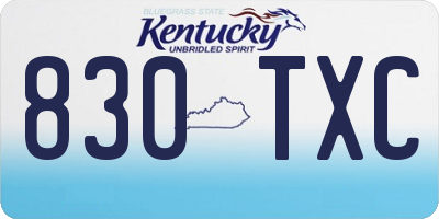 KY license plate 830TXC