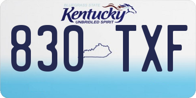 KY license plate 830TXF