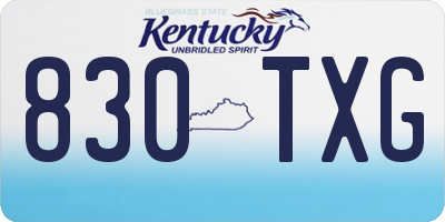 KY license plate 830TXG