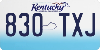 KY license plate 830TXJ