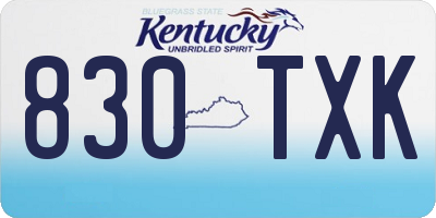 KY license plate 830TXK