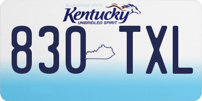 KY license plate 830TXL