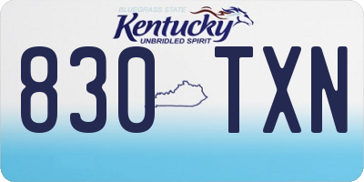KY license plate 830TXN