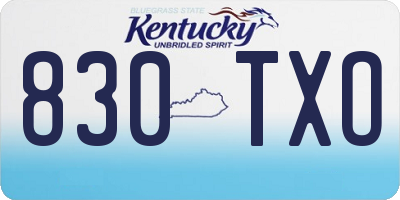 KY license plate 830TXO