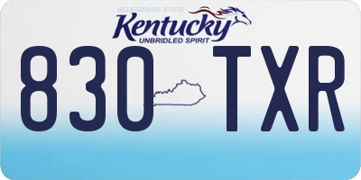 KY license plate 830TXR