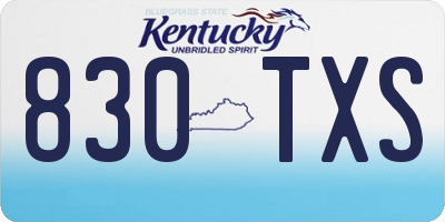 KY license plate 830TXS