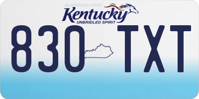 KY license plate 830TXT