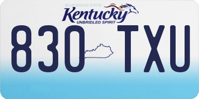 KY license plate 830TXU