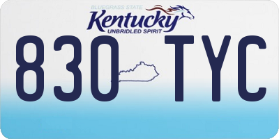 KY license plate 830TYC